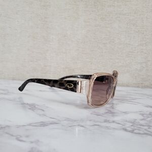 Oscar De La Renta Clear Peachy Pink Frame Sunglasses with Tortoise Arms